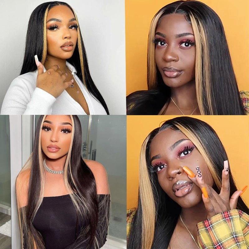 Graduation Season Special 38% Off Highlight Ombre TL/27 Skunk Stripe Bone Straight Hair Wig 13x4 HD Lace Front Human Hair Wigs