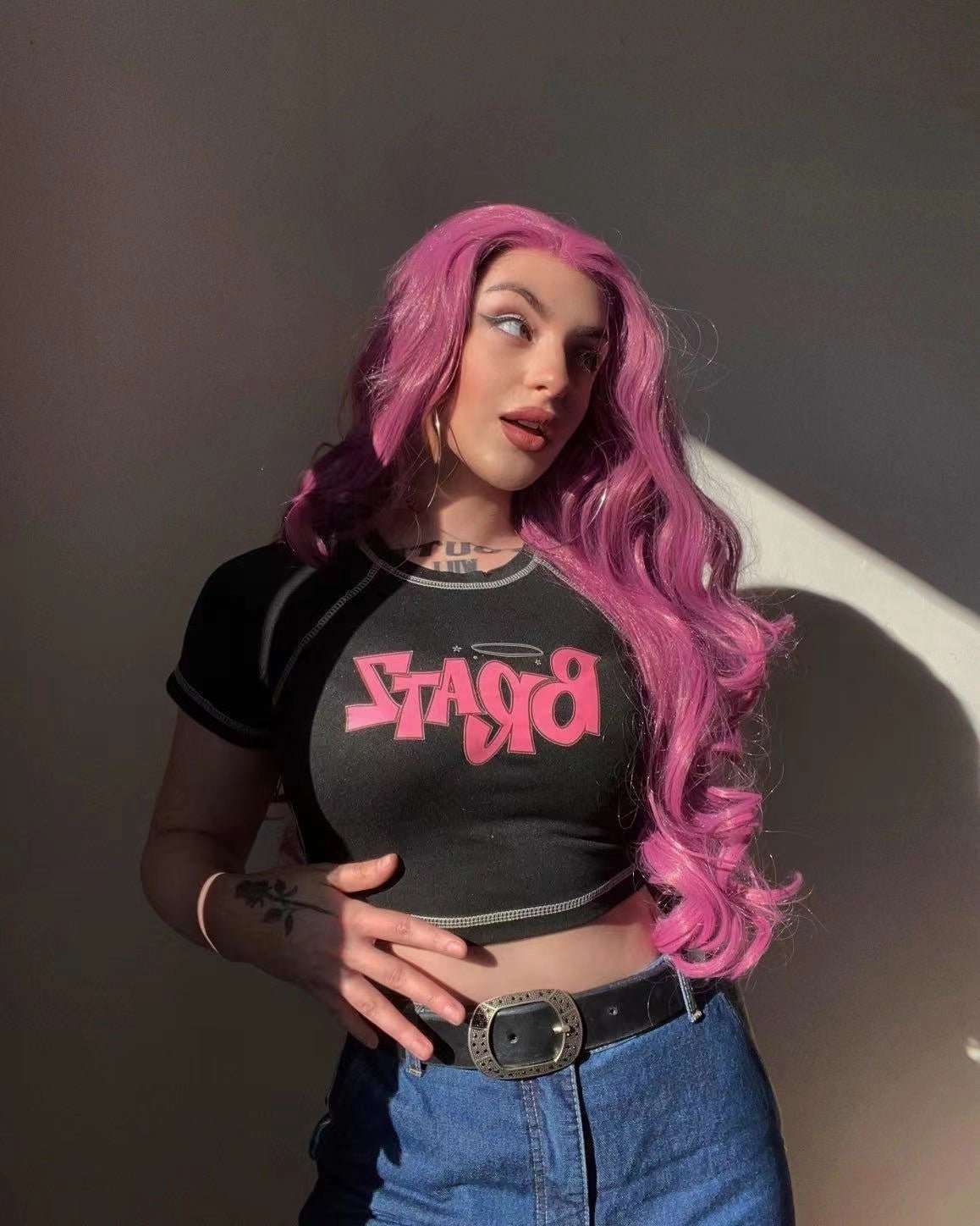 Grape Soda -Pink Purple Long Loose Wave Synthetic Lace Front Wig