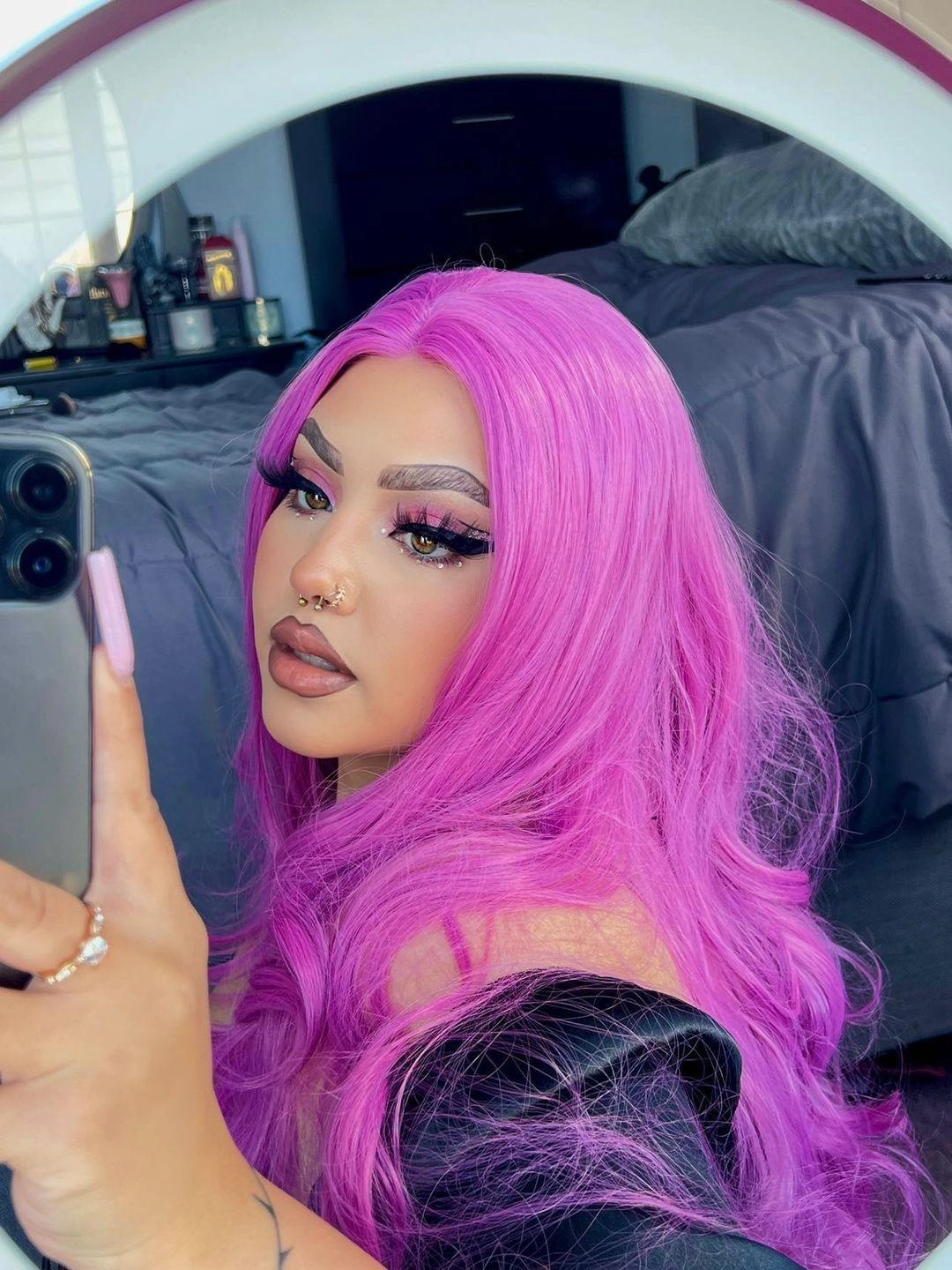 Grape Soda -Pink Purple Long Loose Wave Synthetic Lace Front Wig