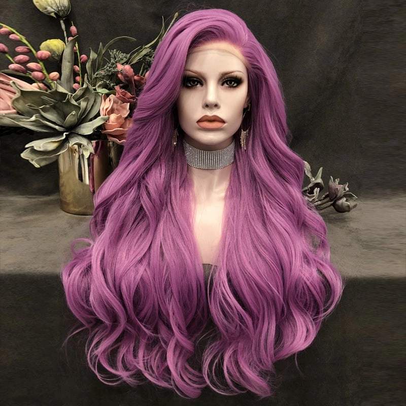 Grape Soda -Pink Purple Long Loose Wave Synthetic Lace Front Wig