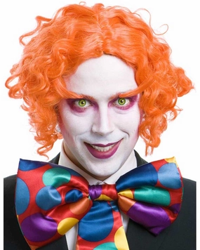 Hatter Orange Curly Wig and Eyebrows Set