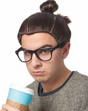 Hipster Man Bun Brown Wig