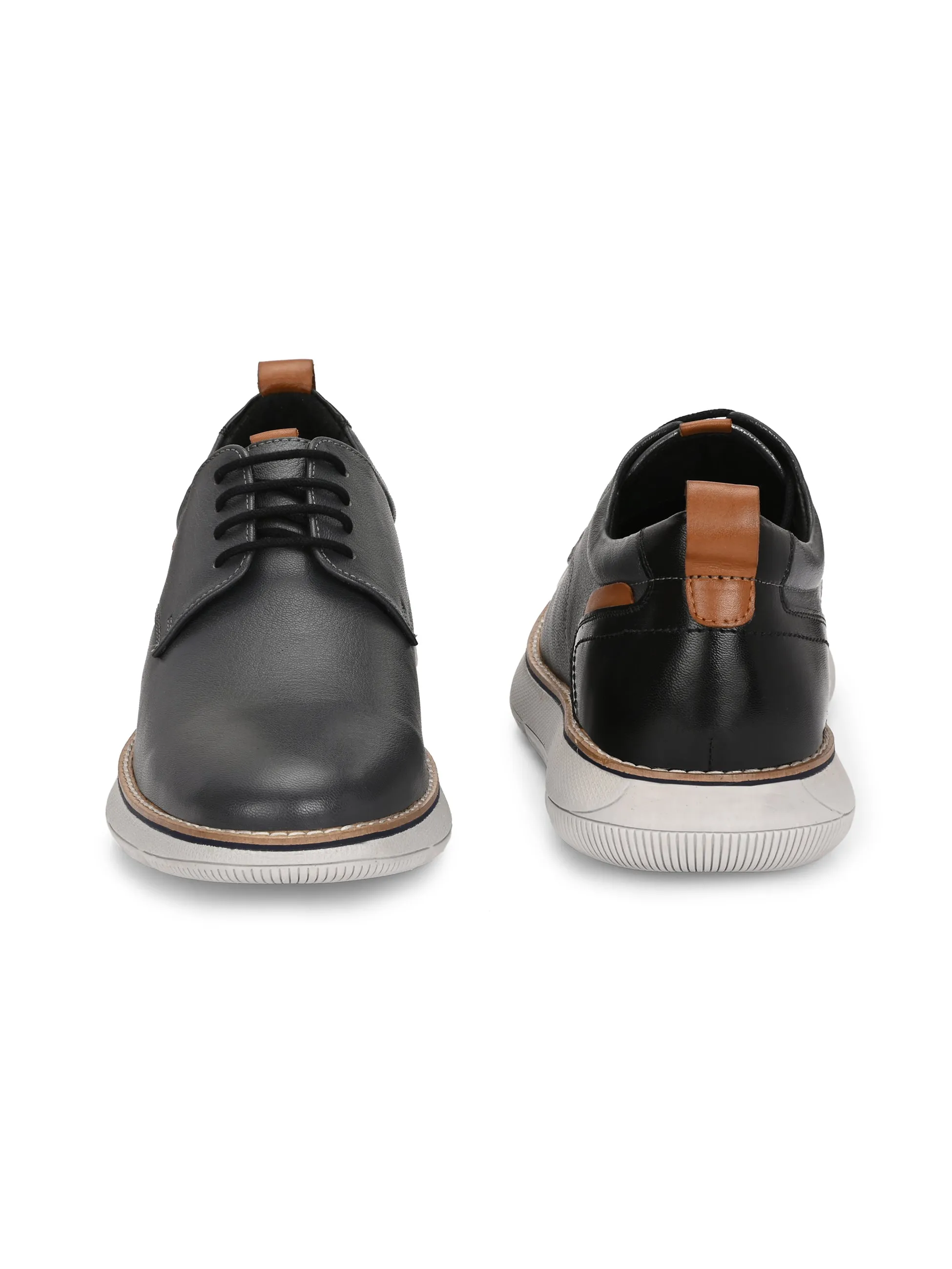 Hitz Men's Grey Leather Casual Shoes