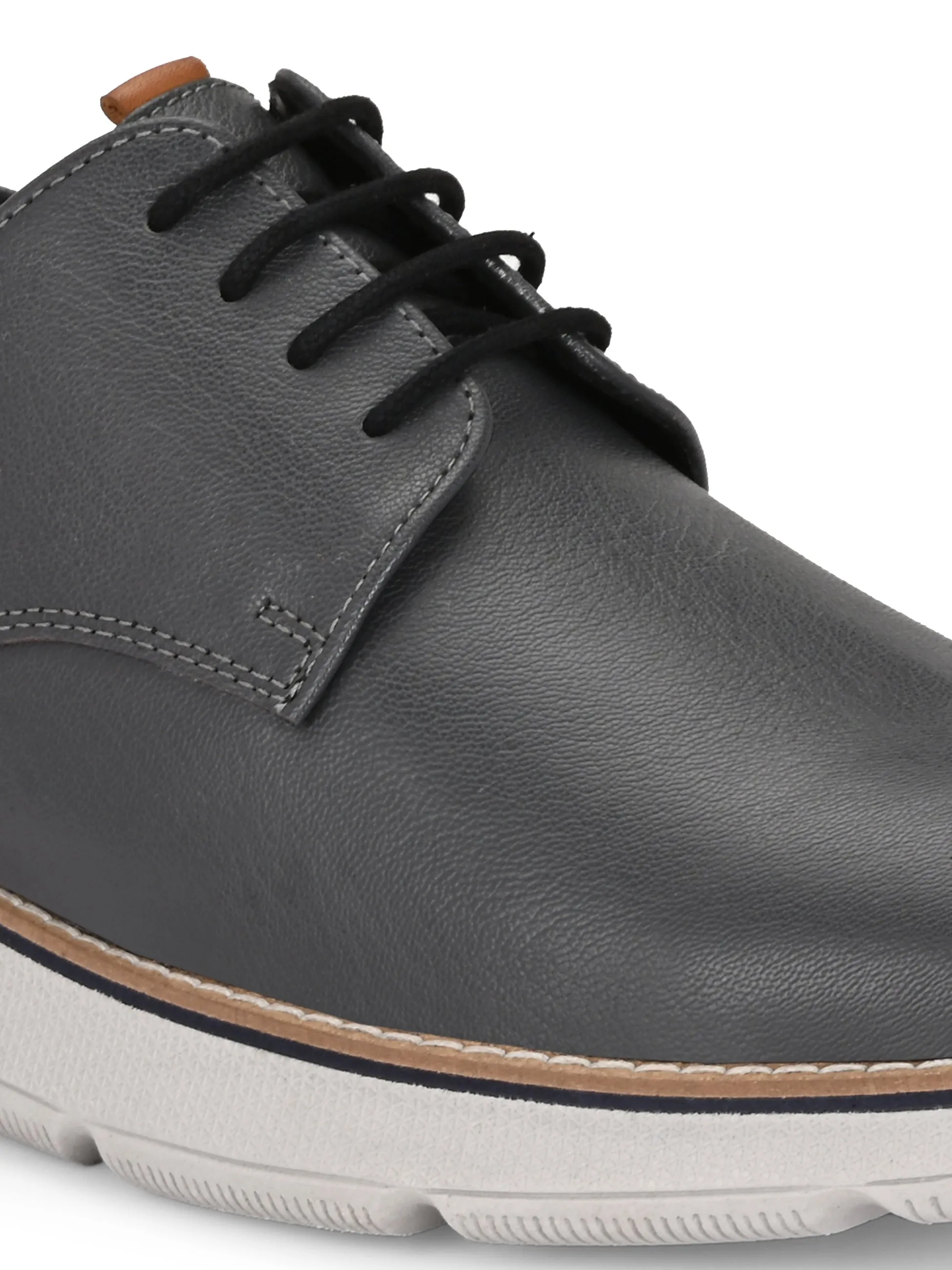 Hitz Men's Grey Leather Casual Shoes