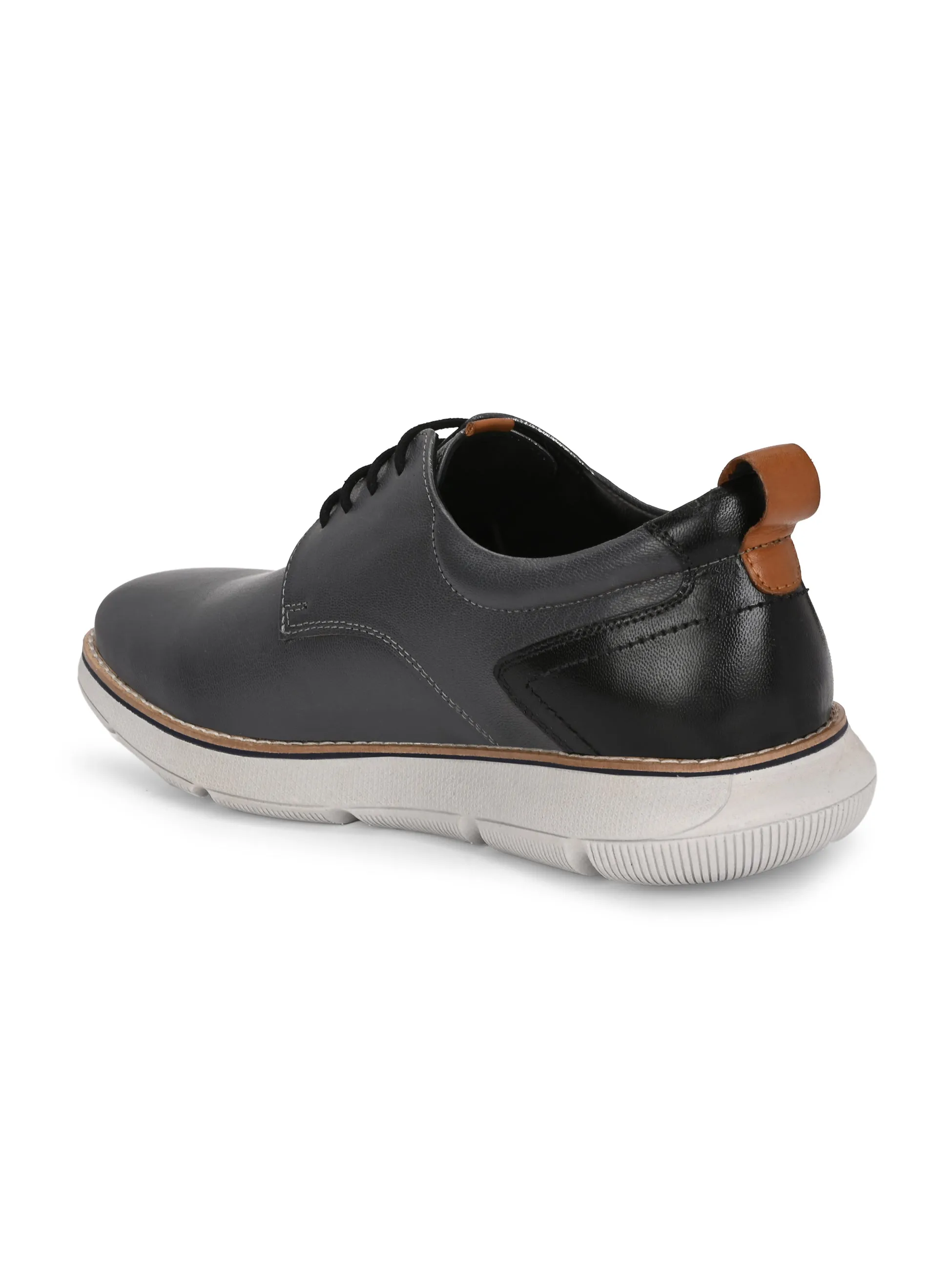 Hitz Men's Grey Leather Casual Shoes