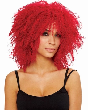 Hot Red Crimped Wig