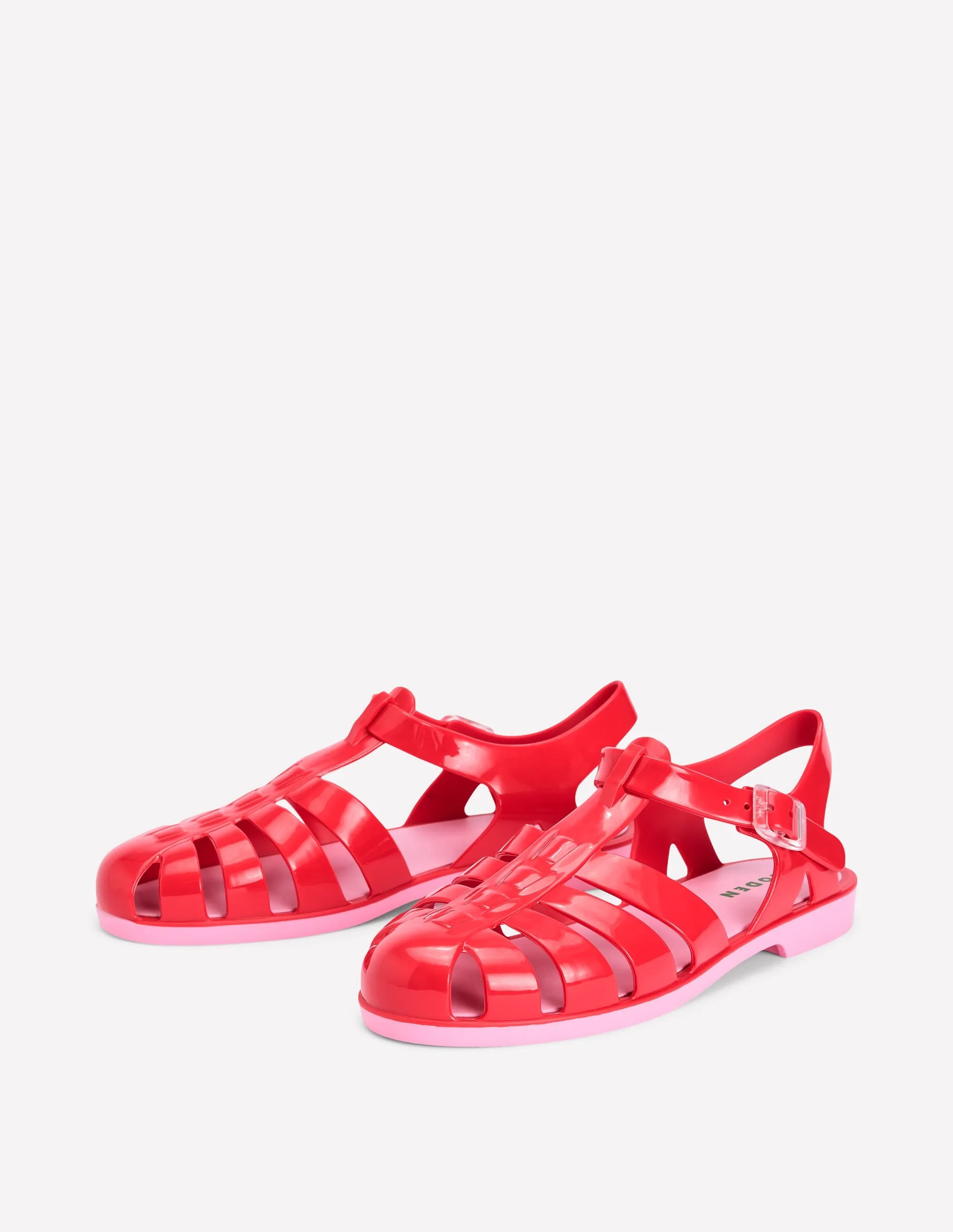 Jelly Shoe-Post Box Red/ Soft Pink