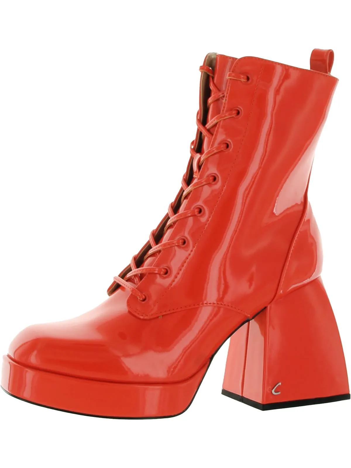 Karter Womens Faux Leather Lace-Up Ankle Boots