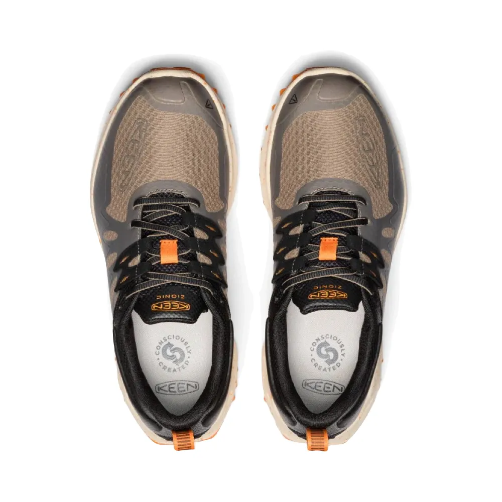 KEEN Men's Zionic Waterproof Hiking Sneaker in Brindle/Bright Marigold