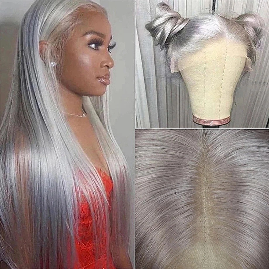 Lillian | Preplucked Silver/Grey Human Hair Lace Front Wig