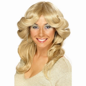 Long Blonde 70s Flick Wig