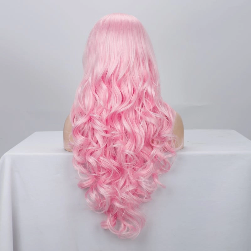 Mary Jane - Pink Long Wavy Synthetic Lace Front Wig