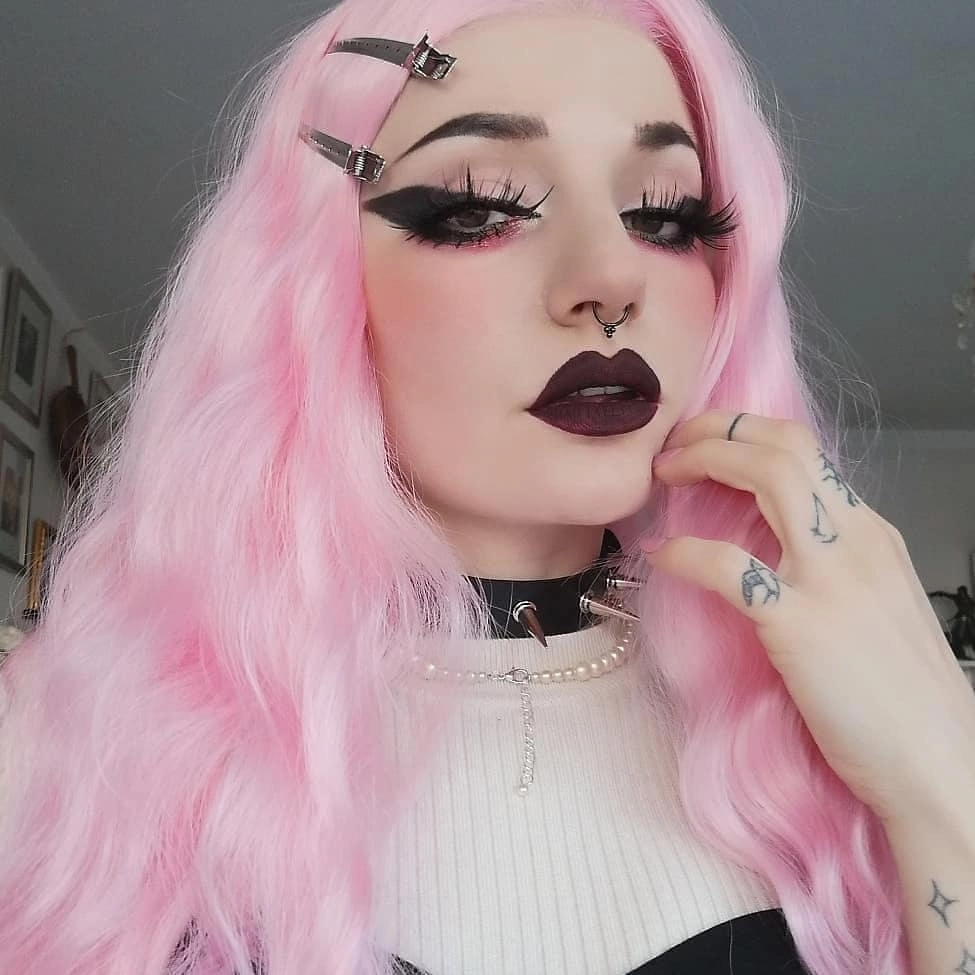 Mary Jane - Pink Long Wavy Synthetic Lace Front Wig