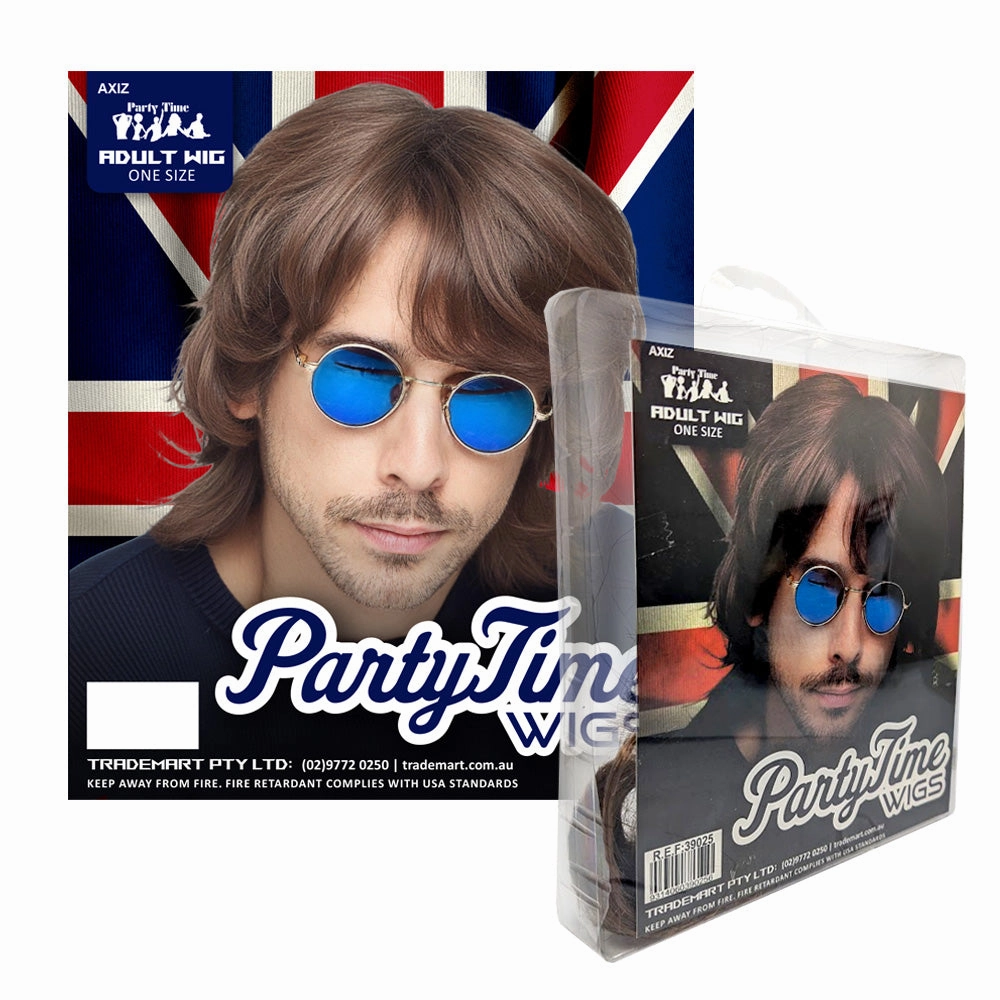Mens Brown 60s Wig