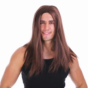 Mens Long Hair Wig, Brown