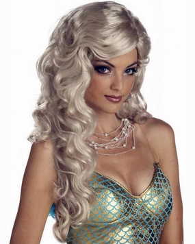 Mermaid Long Curly Platinum Blonde Wig