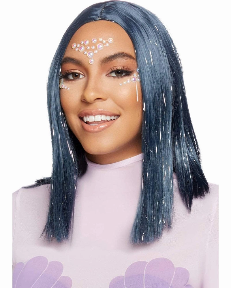Midnight Blue Short Tinsel Wig