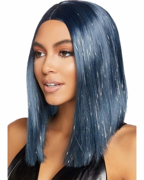 Midnight Blue Short Tinsel Wig