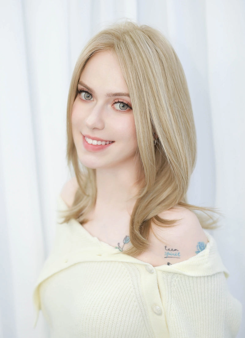 Mixed Blonde Straight Mono Top Bob Lace Wig MN006