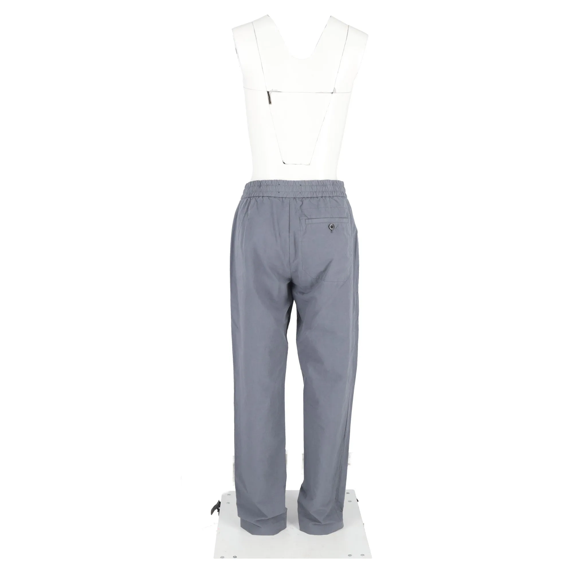 Mr. P. Drawstring Straight -Leg Trousers with Pockets in Grey Cotton