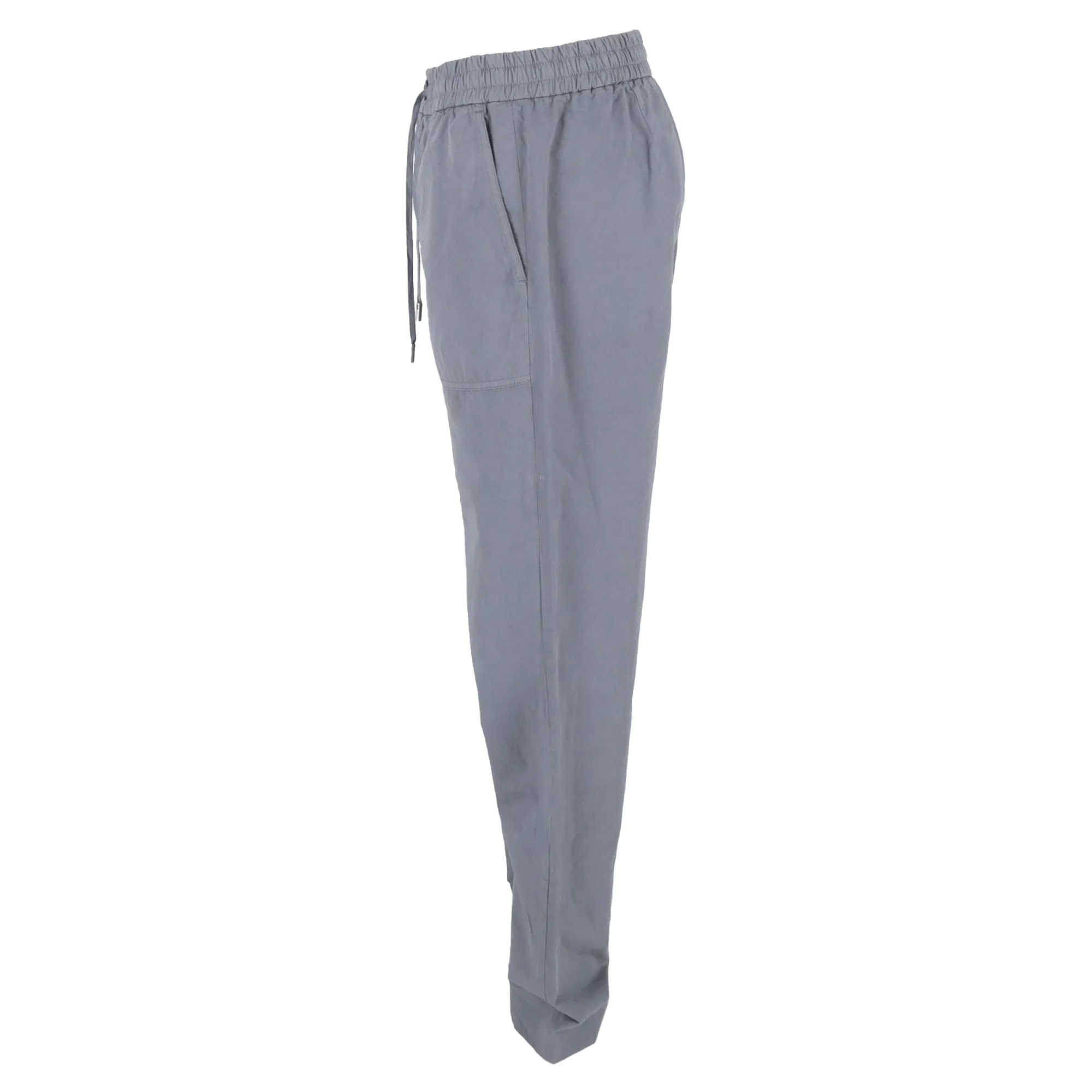 Mr. P. Drawstring Straight -Leg Trousers with Pockets in Grey Cotton