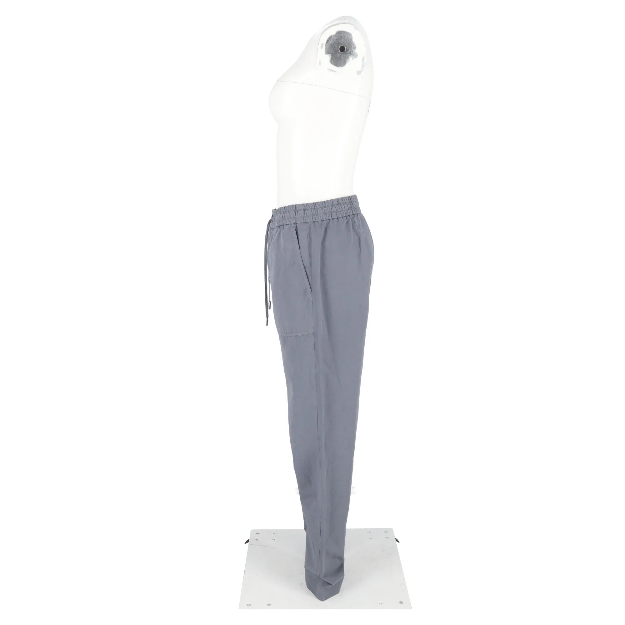 Mr. P. Drawstring Straight -Leg Trousers with Pockets in Grey Cotton