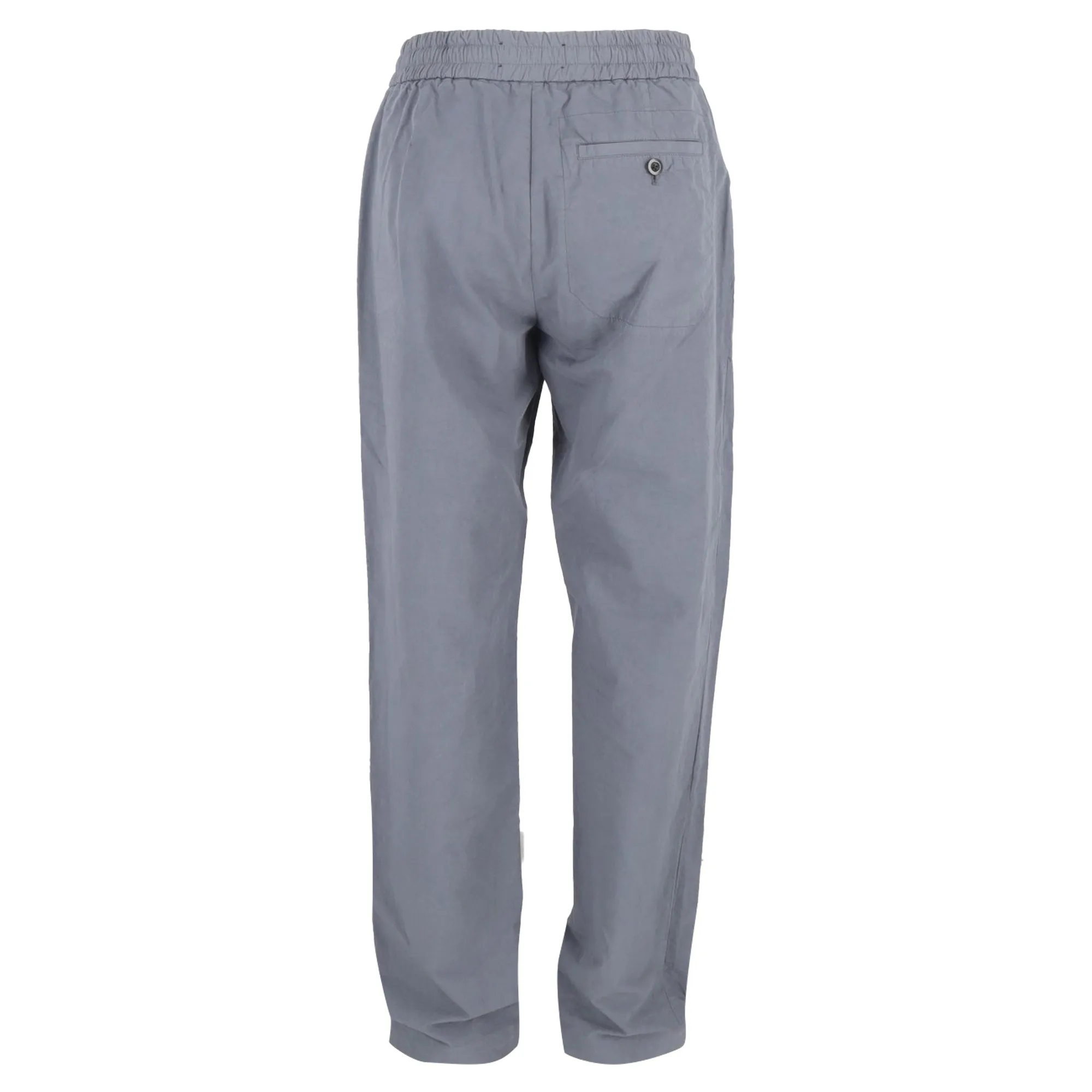 Mr. P. Drawstring Straight -Leg Trousers with Pockets in Grey Cotton