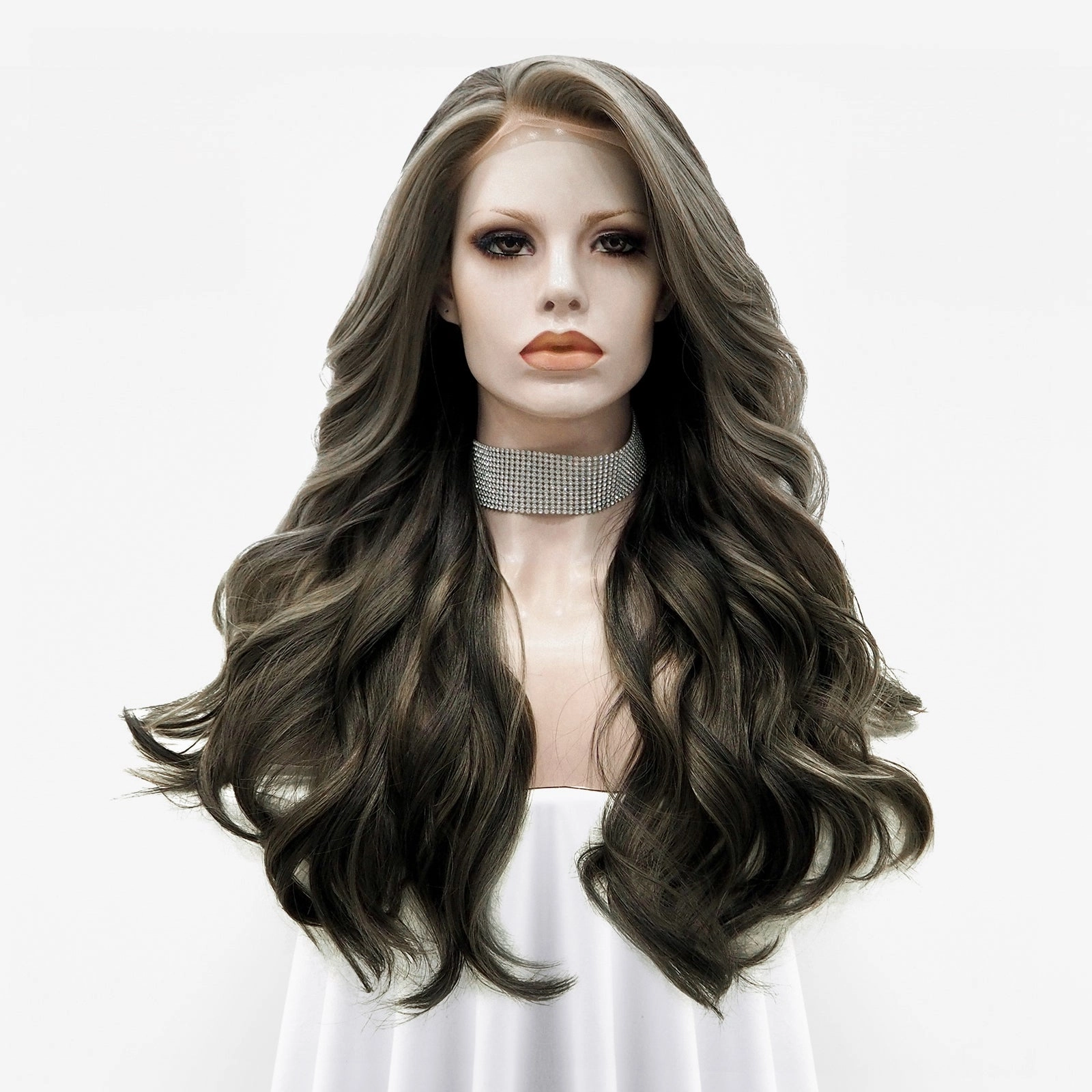 Natural Brown Black And Blonde Highlights Lace Front Daily Wear Wig