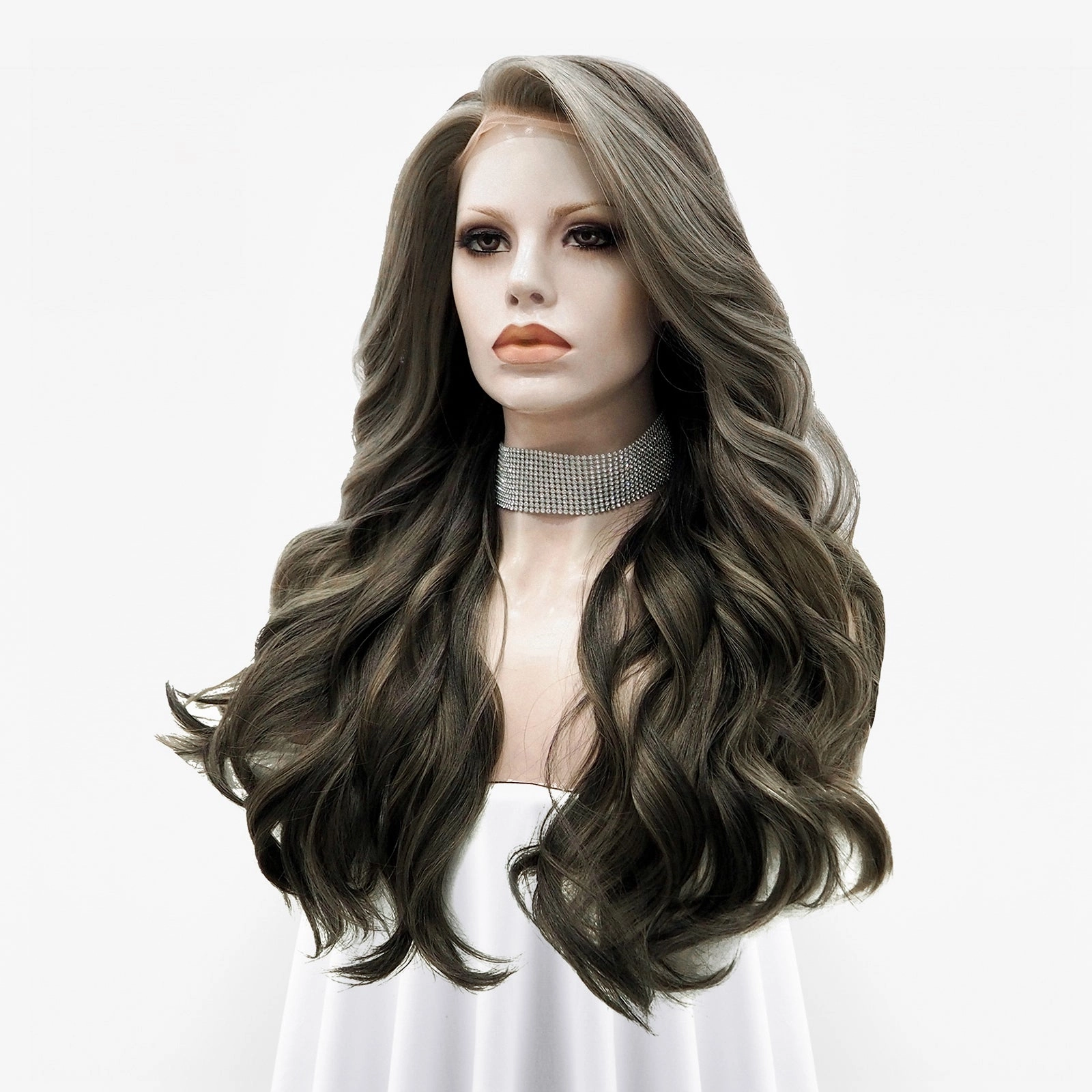 Natural Brown Black And Blonde Highlights Lace Front Daily Wear Wig
