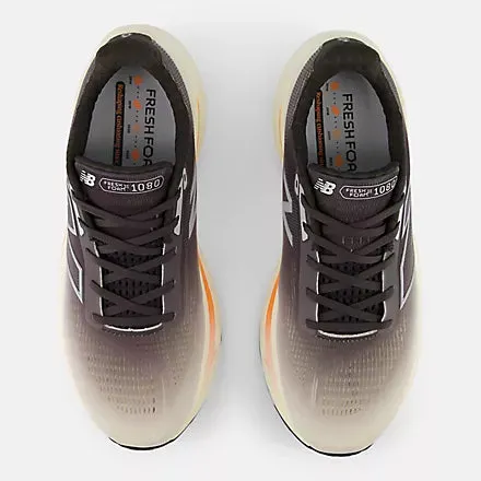 New Balance Men's Fresh Foam X 1080v14 Sneaker in Black Cement with Angora and Hot Mango