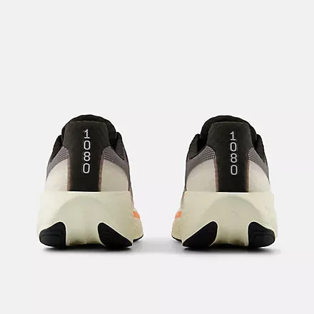 New Balance Men's Fresh Foam X 1080v14 Sneaker in Black Cement with Angora and Hot Mango