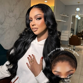 New Custom Lagos Hairline Preshaped M Hairline 13x6 Skin Melt Lace Front Wig