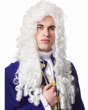 Nobleman Colonial Long Curly White Wig