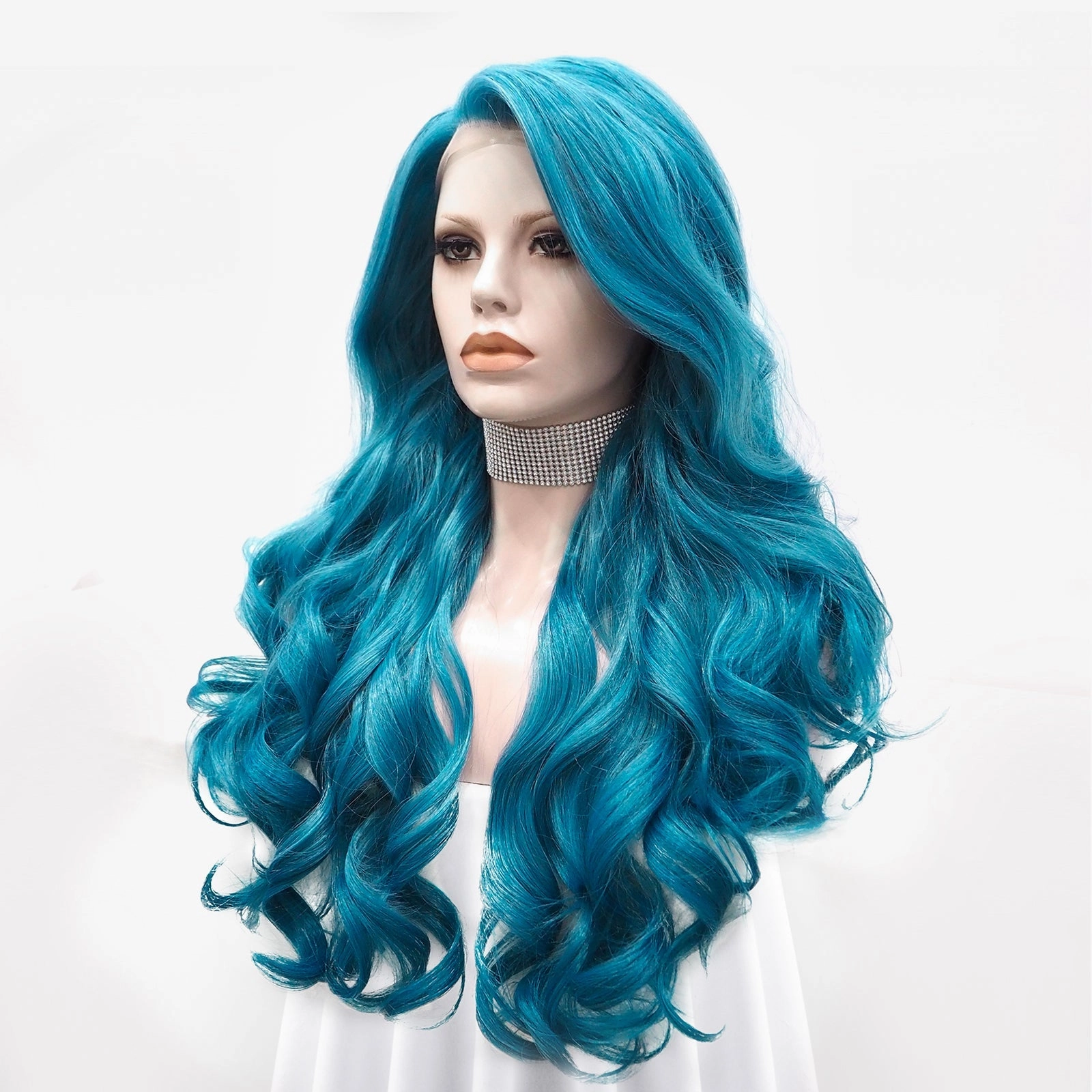 Ocean Blue Synthetic Lace Front  Imstyle Wig For Women