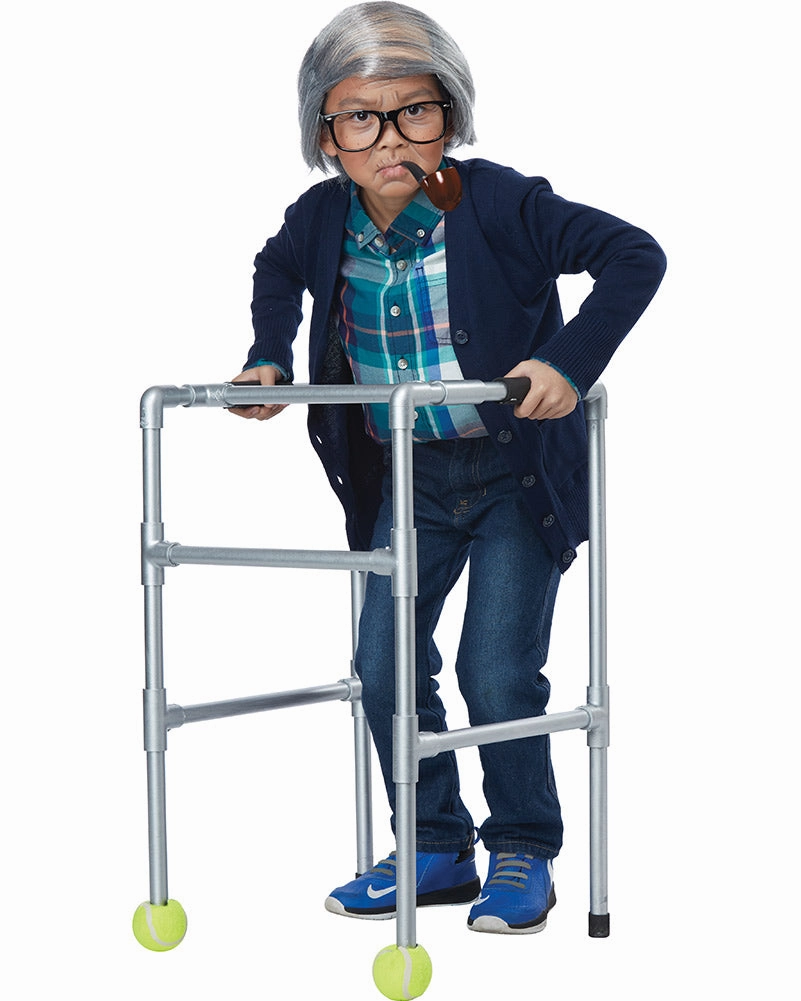 Old Man Combover Kids Wig Glasses and Pipe Set