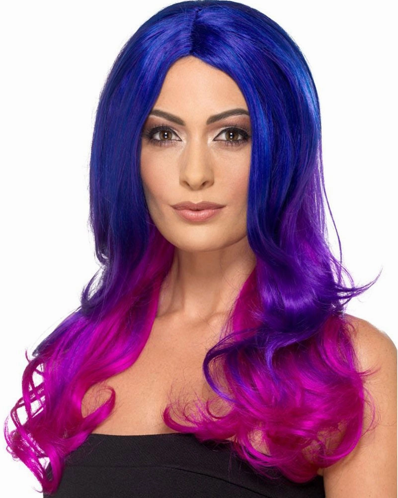 Ombre Blue and Pink Long Wig
