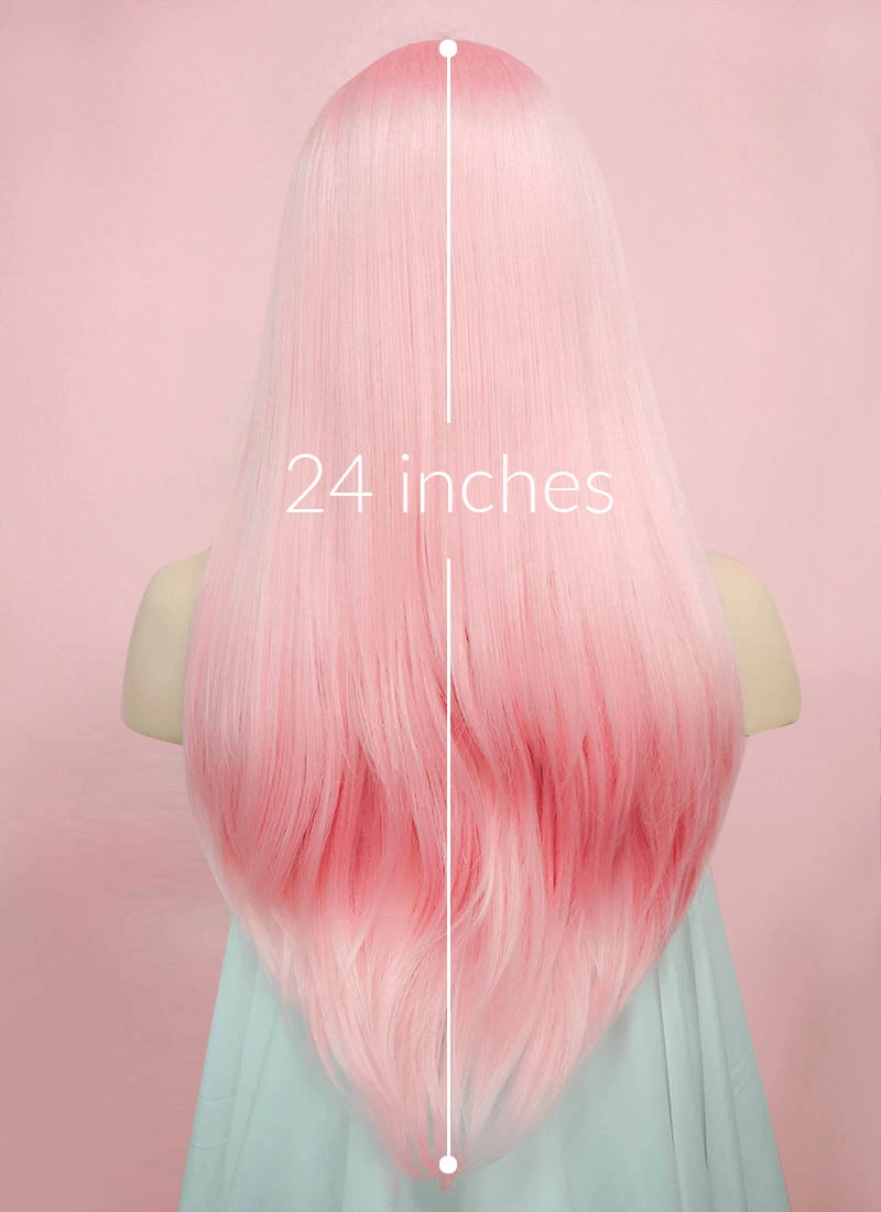 Pastel Pink Straight Lace Front Synthetic Wig LF026