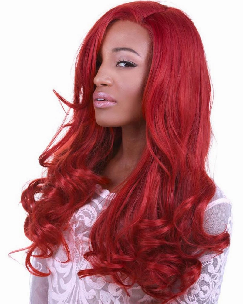 Peek A Boo Henna Lace Front Premium Long Red Wig