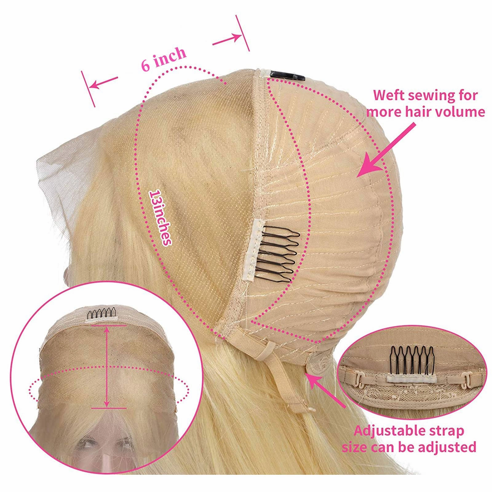 Penelope | HD Lace Preplucked 613 Blonde Human Hair 3D 13x6 Frontal Wig | Body Wave