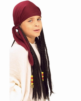 Pirate Black Dreadlocks Kids Wig with Bandana