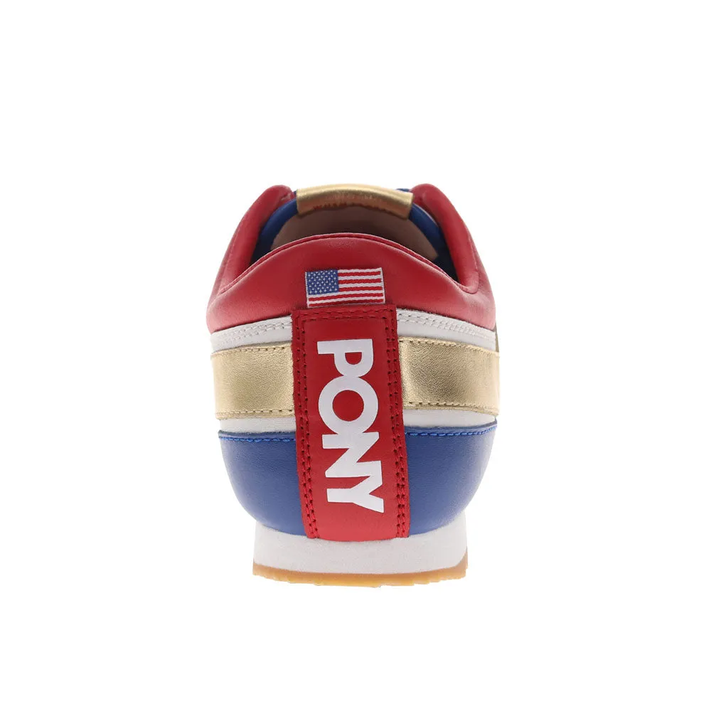 PONY Mens Racer Lux Genuine Leather Premium Lace Up Athletic Sneaker Shoe