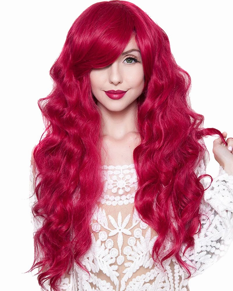 Premium Long Wavy Cranberry Wig