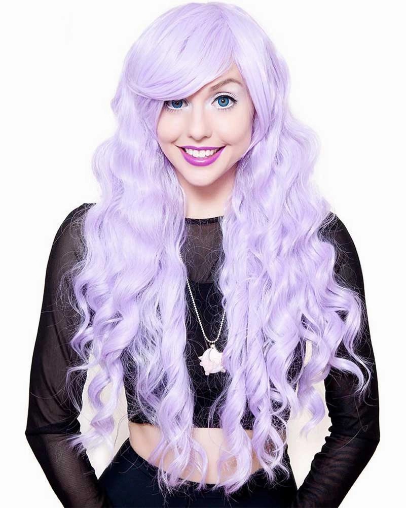 Premium Long Wavy Lavender Wig