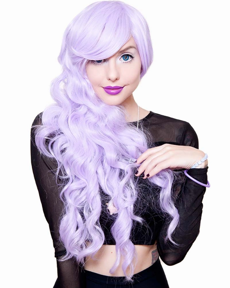 Premium Long Wavy Lavender Wig
