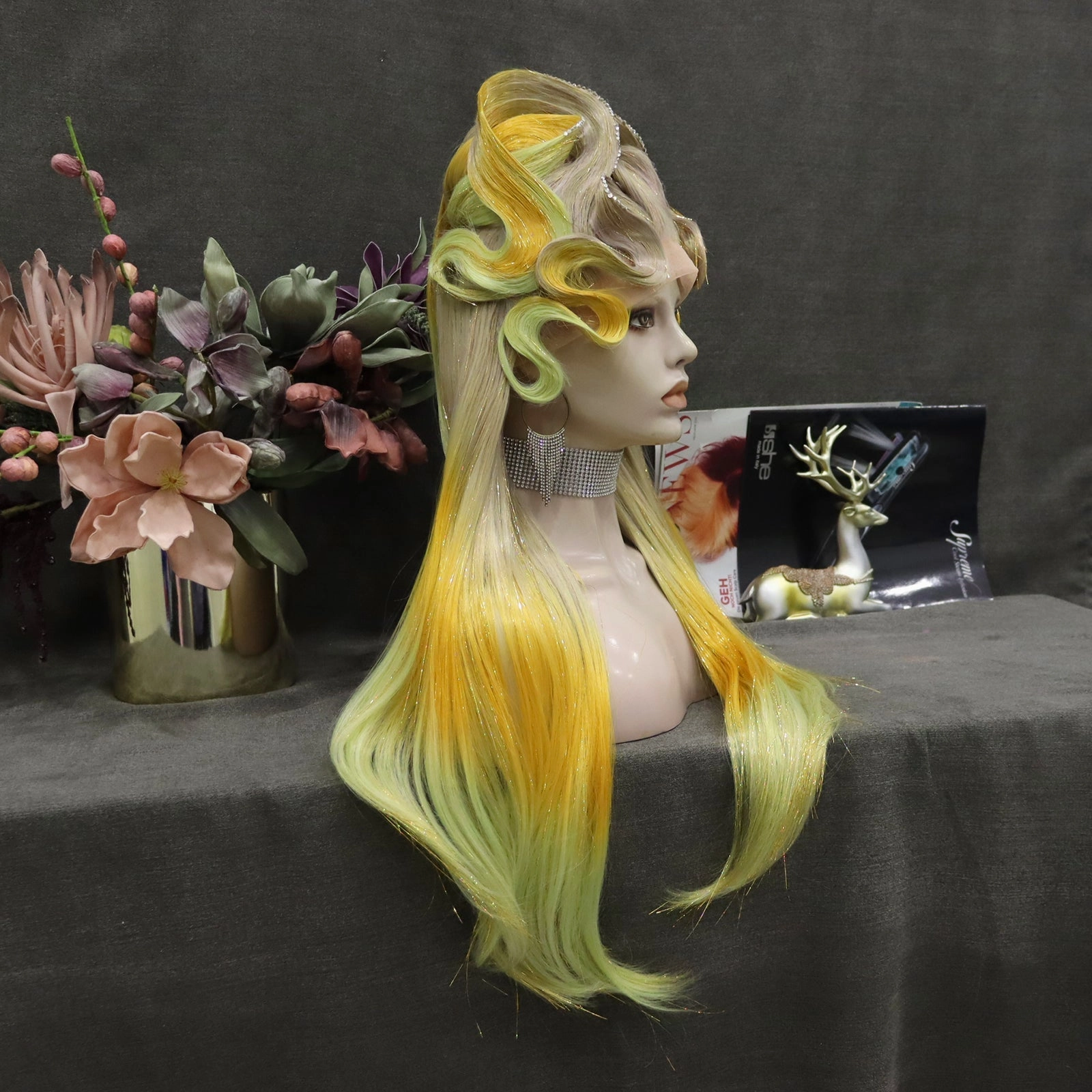 Queen Yellow Ombre Lace Front Costume Party Styled Wig