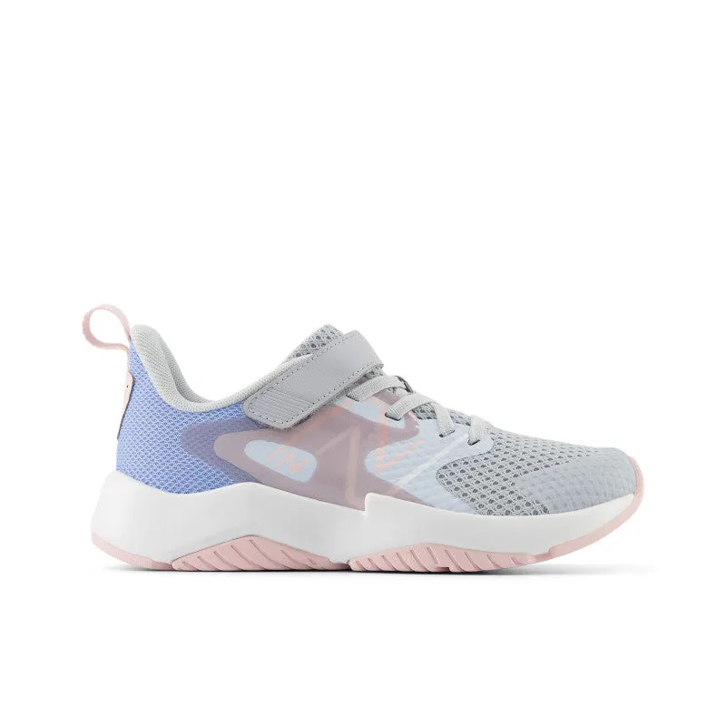 Rave Run v2 Bungee Lace with Top Strap - Bright Sky with Granite and Rose Sugar - Little Kids