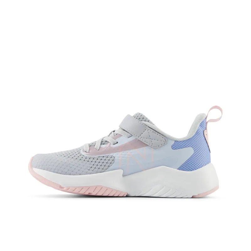 Rave Run v2 Bungee Lace with Top Strap - Bright Sky with Granite and Rose Sugar - Little Kids