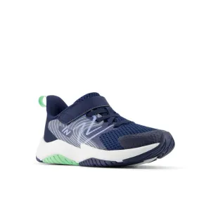 Rave Run v2 Bungee Lace with Top Strap - NB Navy with Electric Sky and Sweetgrass - Little Kids