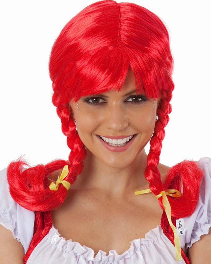 Red Plaited Kids Wig