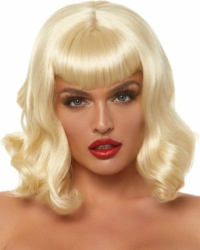 Retro Bangs Short Curly Blonde Wig